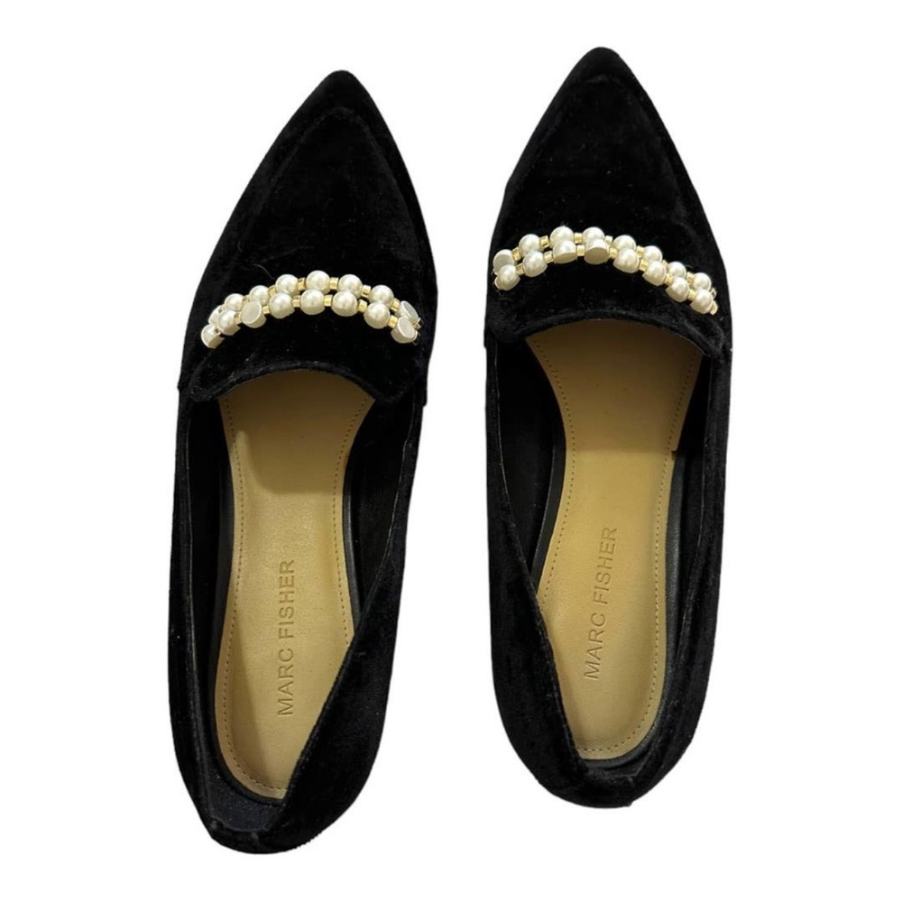 Marc Fisher Kneel Pearl Embellished Velvet Dress Flats Loafer Size 8